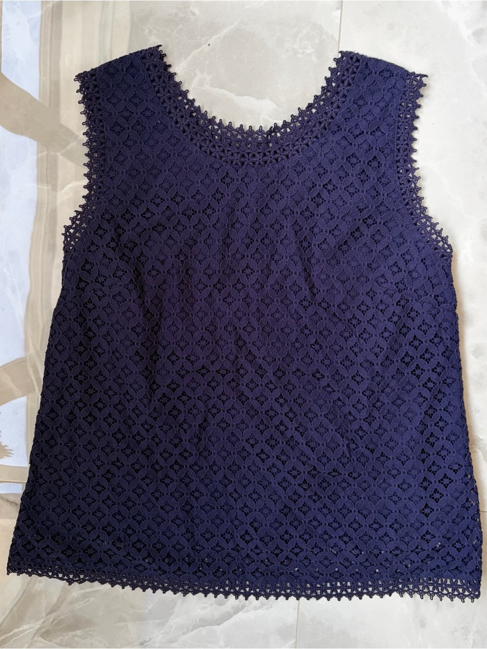 Merona Woman's Plus XXL  Navy Blue Geometric Print Sleeveless Blouse Lace Top